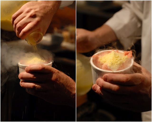 Strawberry sorbet make with molecular gastronomy