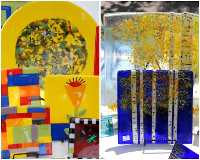 glass plates at art festival