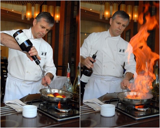 Chef flabeeing tableside