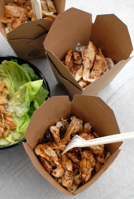 A box filled with different types of food, at cafe Zoo 