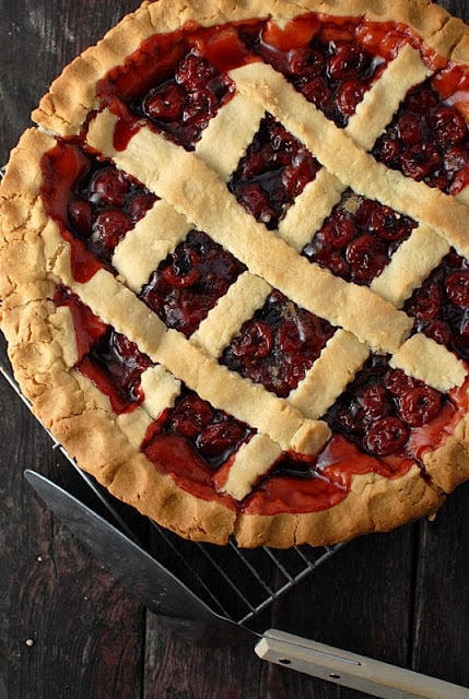 The Best President\'s Birthday Cherry Pie with a lattice top crust