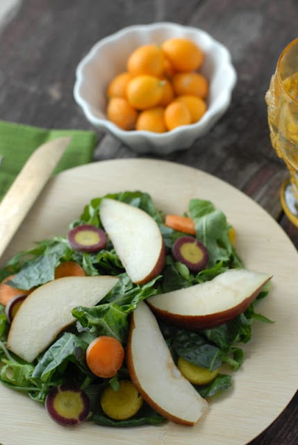 Spicy Mustard Mint Mizuna Salad with Tangerine-Balsamic Vinaigrette Dressing