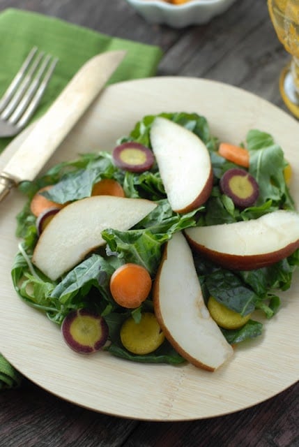 Spicy Mustard Mint Mizuna Salad with Tangerine-Balsamic Vinaigrette Dressing