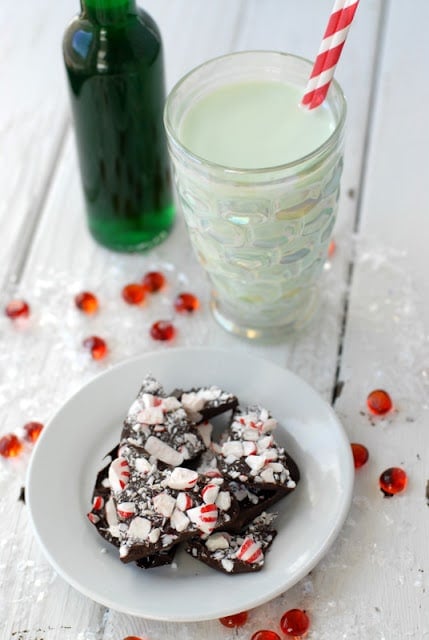 peppermint bark on white plate