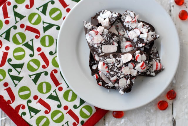 peppermint bark on a white plate