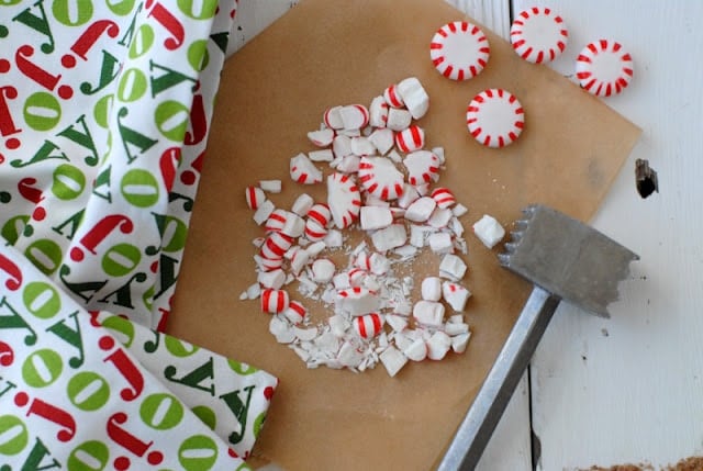 smashed candy canes with hammer