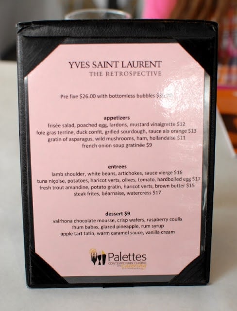 yves saint laurent menu