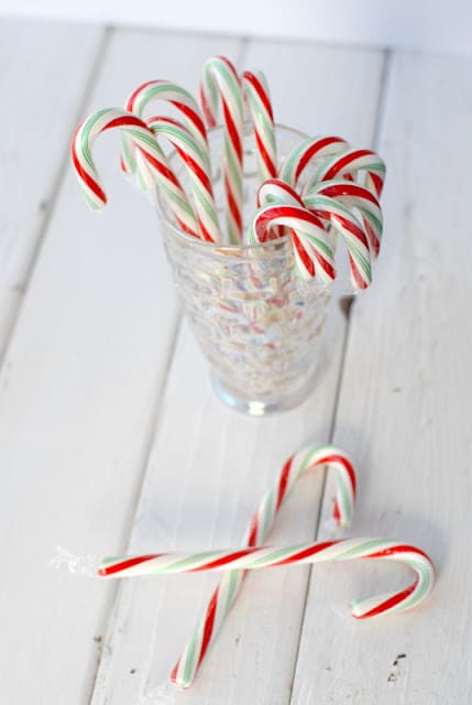 candy canes in glass