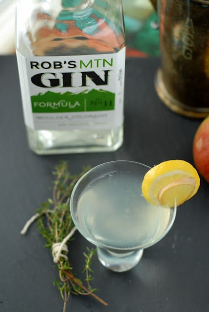 Gin Gimlet with gin bottle