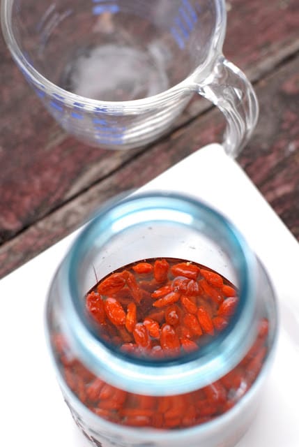 Goji berries infusing in vodka