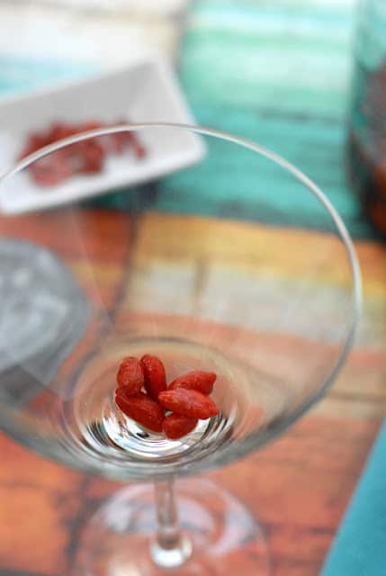 Goji berries in cocktail glass