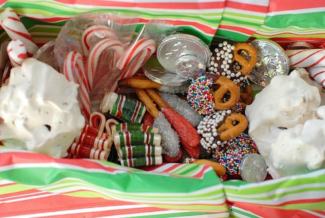 homemade holiday treats and candy in box