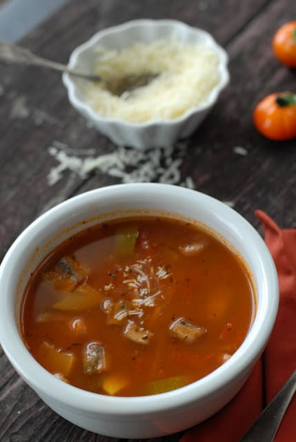 A bowl of  Minestrone soup