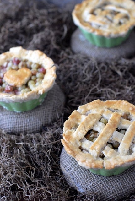 close up of miniature gooseberry pies