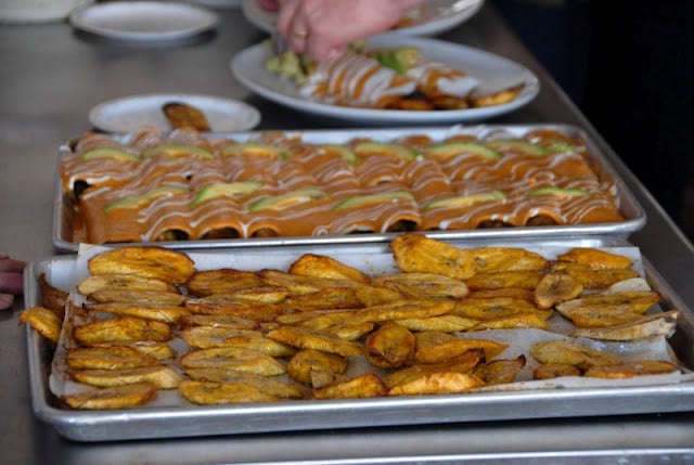 A tray of food