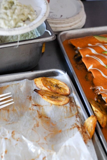 A plate of food on a table