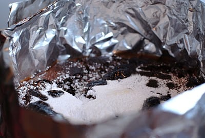 A close up of souffle in foil