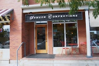 front of Spruce Confections shop in North Boulder CO