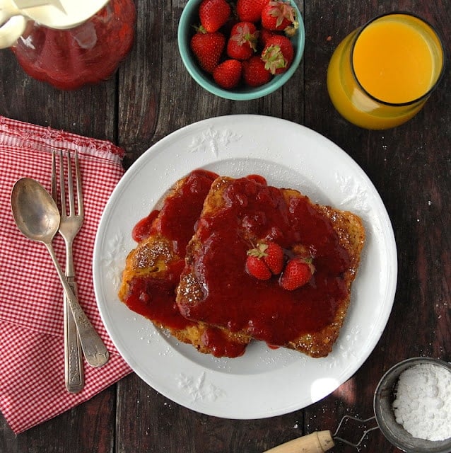 Peanut Butter French Toast and Homemade Organic Strawberry Syrup BoulderLocavore.com