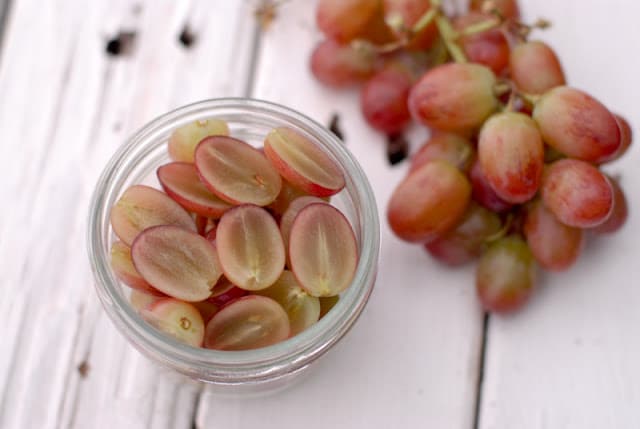 sliced red grapes