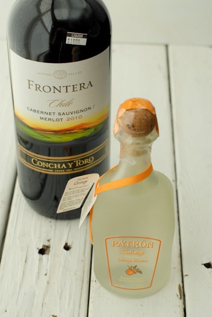 bottle of wine and orange liqueur