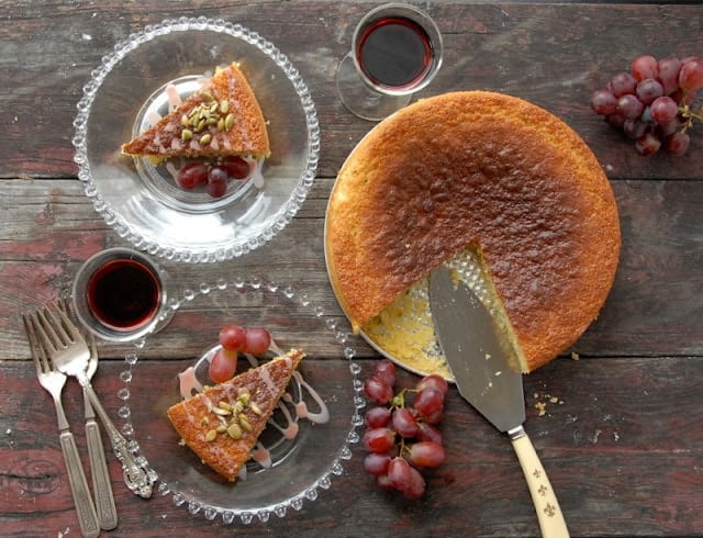 Pineapple-Sage Olive Oil Cake with Port Glaze 