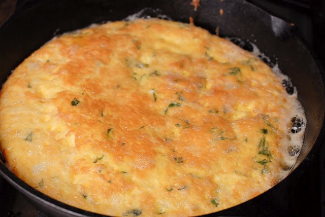 cooked frittata in skillet
