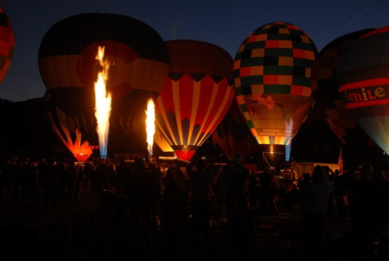 Snowmass (Hot Air) Balloon Festival At night with flames