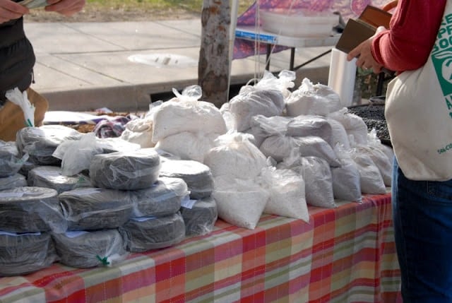 blue tortillas and flour in bags