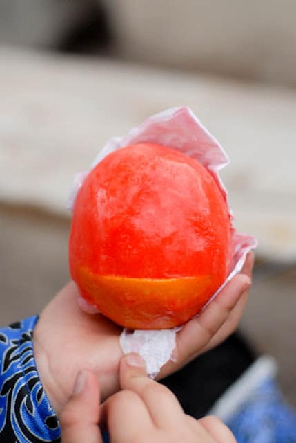 frozen ice cream in orange half