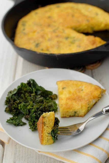 Duck Egg Frittata with Sauteed Garlic Kale