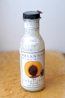 A close up of a Briannes salad dressing bottle