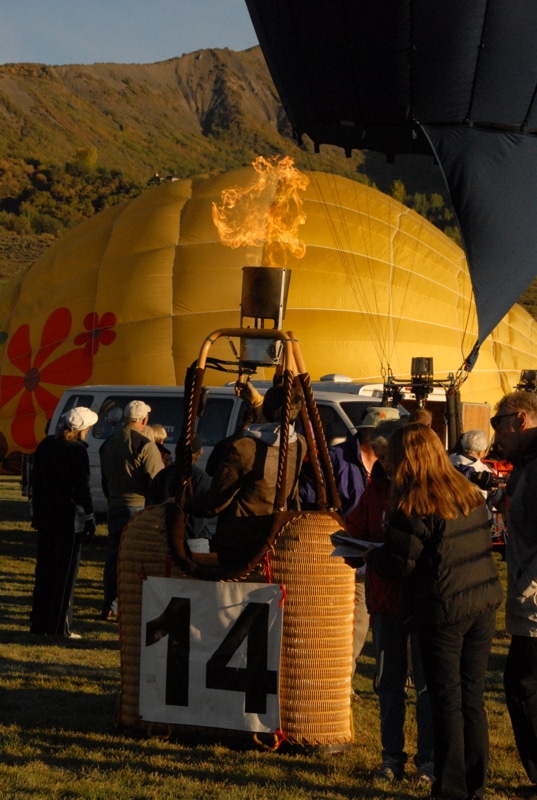 Inflating hot air balloons