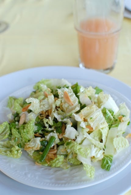 A plate of food on a table