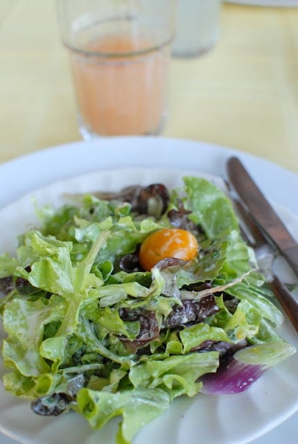 salad with green goddess dressing at Ollin Farms