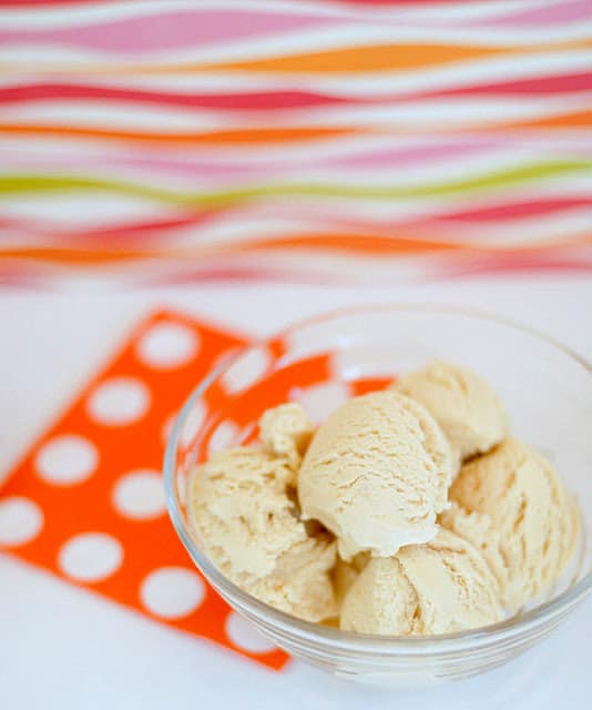 caramel apple ice cream in bowl