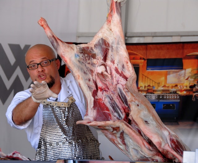 chef carving meat