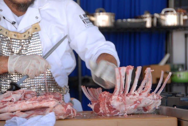 chef carving ribs