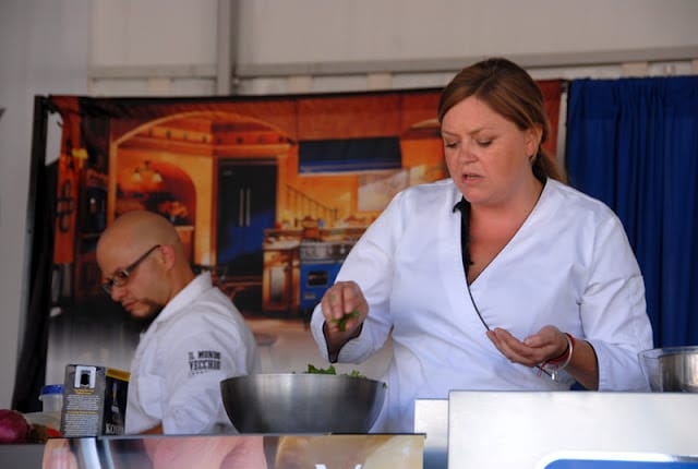 chef demonstration making salad