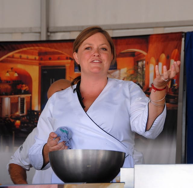 chef demonstration making salad at snowmass culinary festival