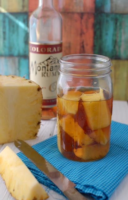 Pineapple infused rum in jar
