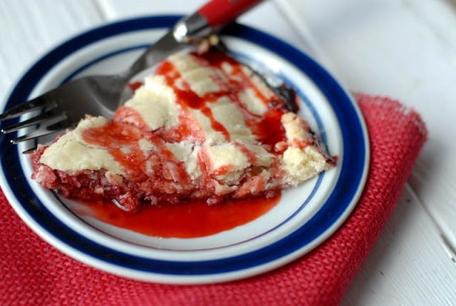 slice of strawberry tart with fork