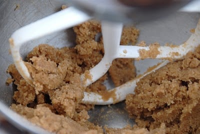 mixing sugar and butter in mixing bowl