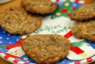 A close up of food on a plate, with Cookie and Chocolate chip