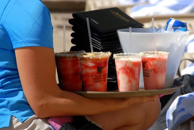  Rum Cooler cocktails on tray