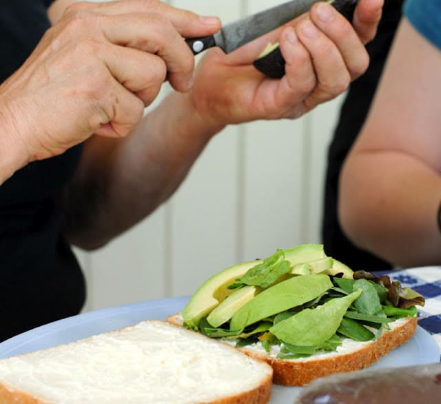 cutting avocado for sandwich