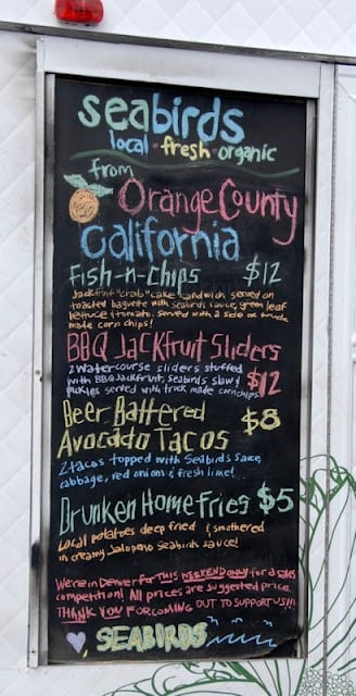 A blackboard sign food truck menu