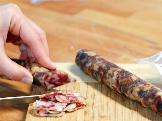 lardo on cutting board