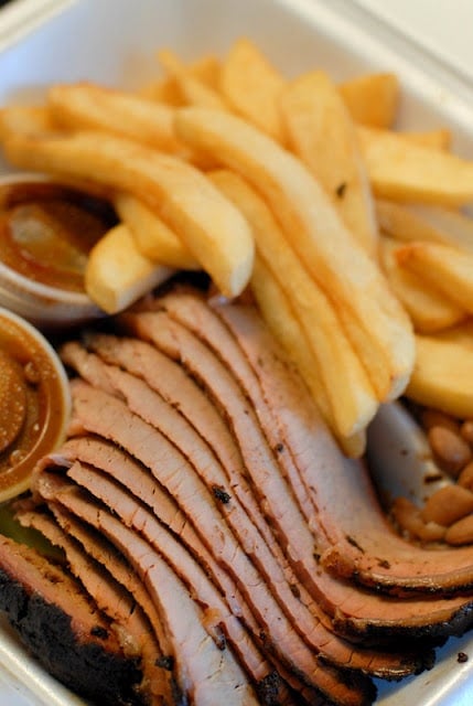 BBQ platter with fries