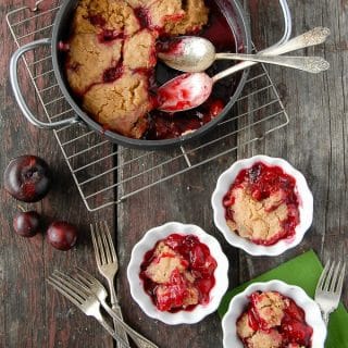 Plum Slump in pan and bowls